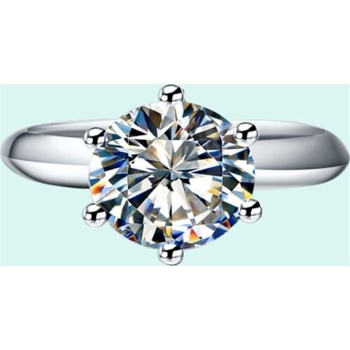 Test Positive 4CT 10MM G-H Round Cut Moissanite Solitaire Ring Solid 925 Sterling Silver Ring White Gold Color