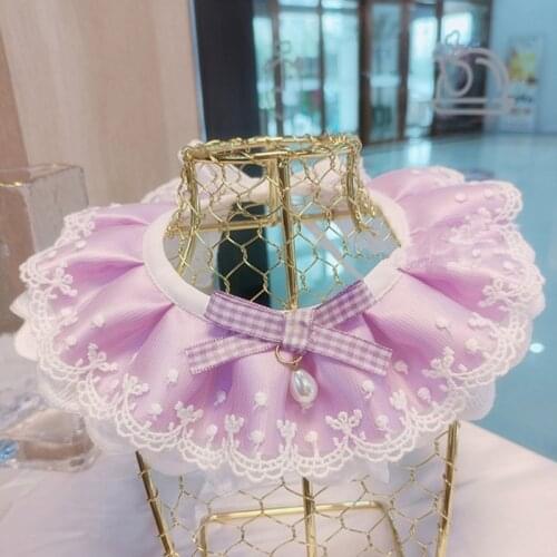 Pet Dog Cat cute lace Scarf Christmas Lace Dog Bibs Waterproof Saliva Towel with Bell Collar Pet Accessories