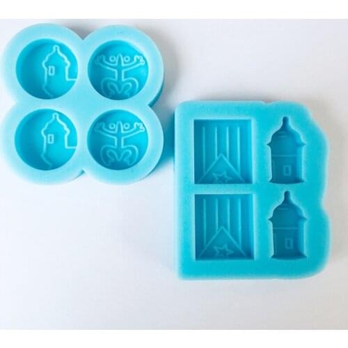 DIY Flag Frog Round Stud Earrings Silicone Mold Mini Castle Earrings Studs Resin Casting Mold Craft Jewelry Making Tools