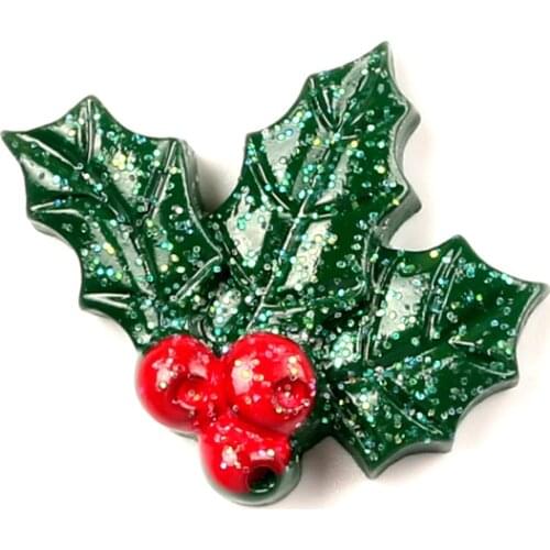 LF 10Pcs Resin Christmas Leaf Patch Decoration Crafts Flatback Cabochon Embellishments For Scrapbooking Diy Accessories