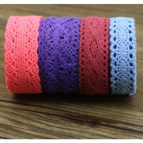 8yard mix color Hot Sale Cotton Lace Roll Ribbon Knit Adhesive Tape Sticker Craft Decoration Fabric