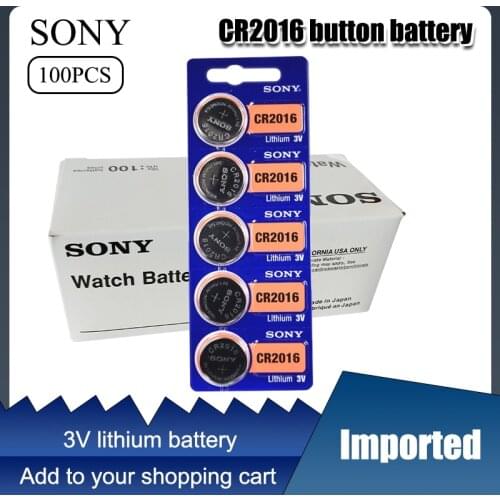 100Pcs For Sony CR2016 Original Lithium Button Battery 3V cr 2016 DL2016 KCR2016 BR2016 Coin Cell batteries for watch computer