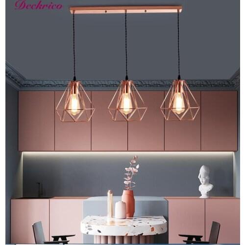 Nordic Style Chandelier Attic Creative Rose Gold Pendant Lights Decorative Led Ceiling Lamps E27 Hanging Fixture Home Decor