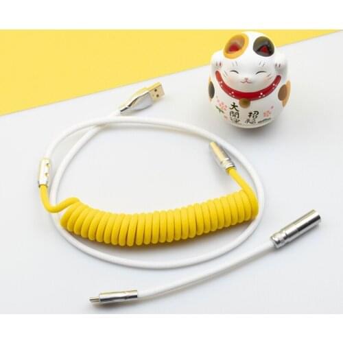 WOWLAB Multi-color Hand-made Customized Mechanical Keyboard Keycap Line USB Spiral Spring Line Type-c Mini Usb Connector