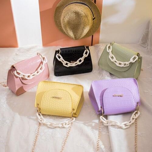 Fashion Trend Womens Bags 2021 New Crocodile Pattern Shoulder Bag PU Leather All-match Diagonal Bag Buckle Small Square Bag