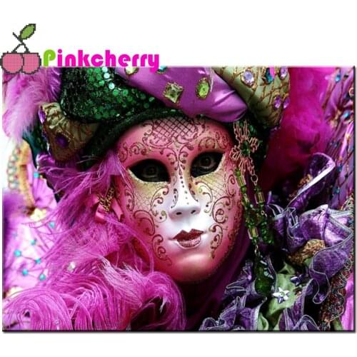DIY Full Round square drill Diamond Painting Venetian mask woman carnival Embroidery Mosaic Cross stitch kit Handmade decor k868