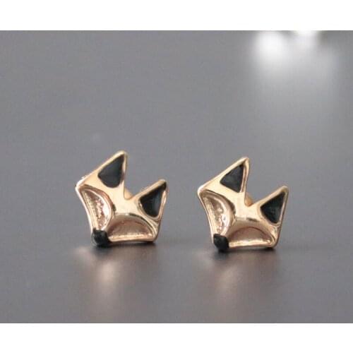 Wholesale 10Pairs Funny Fox Studs With Black Resin Animal Earrings Kids Women Girls Fashion Accessories Jewelry