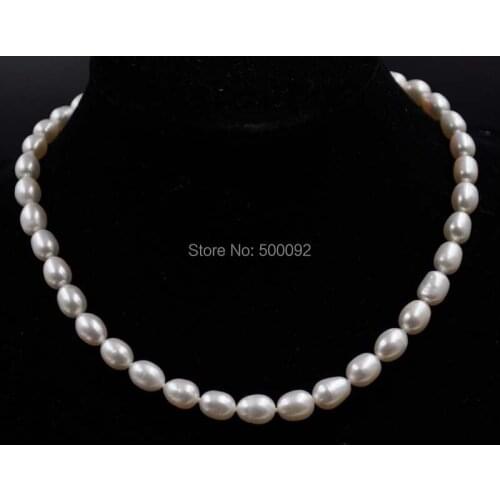 Genuine 7.5-8mm rice cultured freshwater pearl necklace