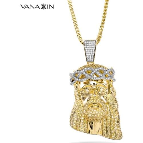 Jesus Big Pendants&Necklaces For Men Religious Necklaces AAA Bling Bling CZ Fashion Male Jewellery Box Pack Luxury Gift