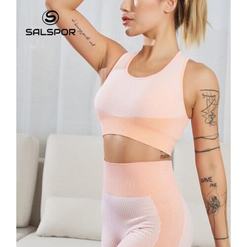 SALSPOR Women Seamless Fitness Sporty Bra Femme Gym Push Up Top Sexy Backless Top Sportwear Workout Ladies Bralette Lengerie