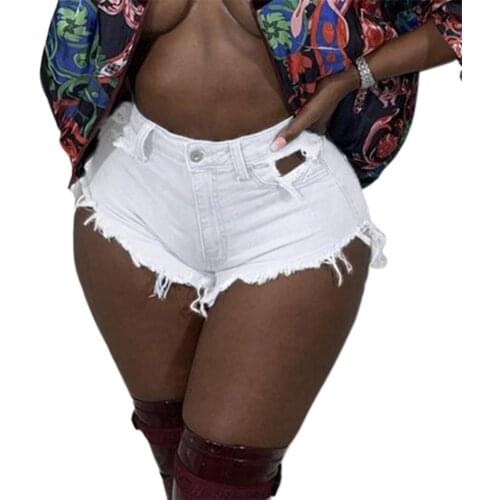 Sexy Summer Women Shorts Solid Color Ripped Hole High Waist Slim Denim Shorts for Daily Life shorts women 2021 Black xxxl