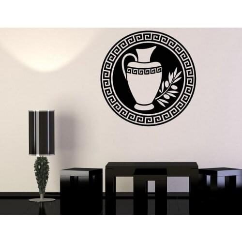 Vinyl wall decals home decoration living room bedroom decoration antique greek decorative jug olive branch sticker mural GXL5