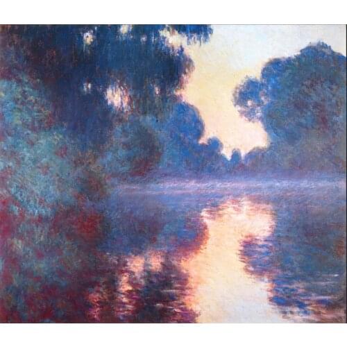 High quality Oil painting Canvas Reproductions Misty Morning on the Seine in Bue (1897) By Claude Monet hand painted