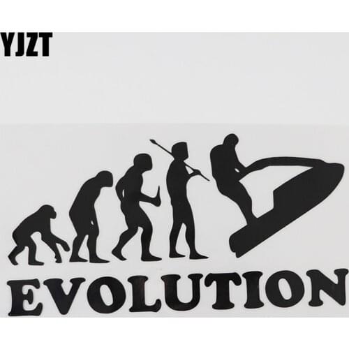 YJZT 17.7CMX9.1CM Cartoon Jet Skiing Evolution Decal Vinyl Car Sticker Black/Silver 8A-1088