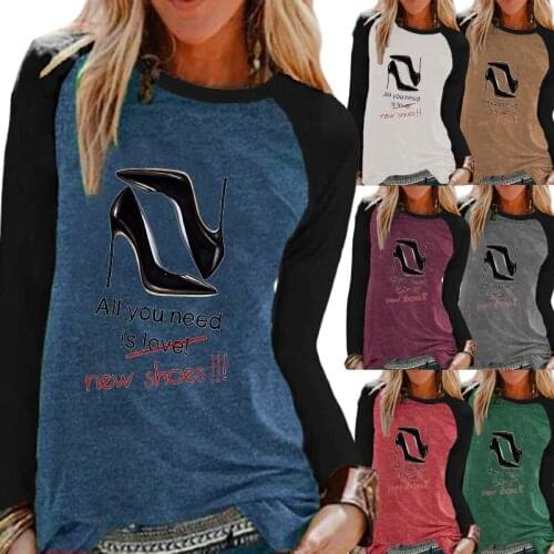 Women Fashion Printing Graphic Tee Autumn and Winter Long Sleeve Plus Size Loose Shirt Casual T-shirt Round Neck Pullover Tops