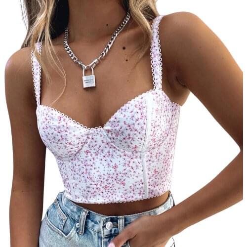 Women Sexy Bustier Tops Sleeveless Backless Floral Butterfly Print Crop Tank Tops Female Elegant Summer Camisole Cropped Vest
