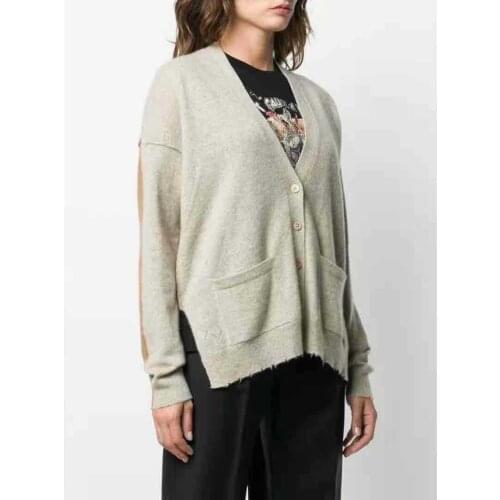 Women Sweater 2021 Autumn and Winter New V-neck Contrast Cashmere Cardigan