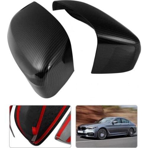 2PCS ABS Real Carbon-Fiber-Pattern Rear View Mirror Cover Trim Cap Fit for New 5-serie 2018-2019 auto mirror accessories