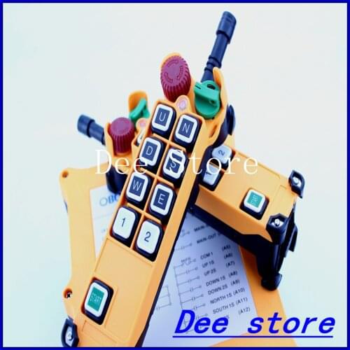 2 Speed 2 Transmitters Hoist Crane Truck Radio Remote Control Push Button Switch System Controller With E-Stop