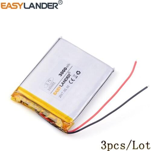 3pcs /Lot 3.7v lithium Li ion polymer rechargea 105055 3000mAh for GPS vehicle traveling data recorder soft polymer battery pack