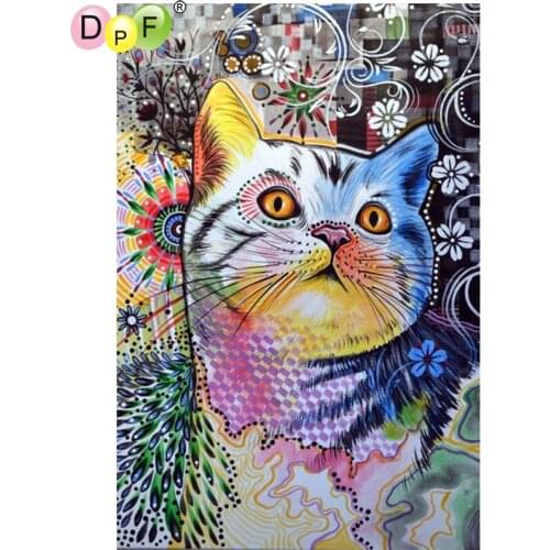 DPF Colour the cat 5D diamond embroidery needlework diamond painting cross stitch home decor diamond mosaic full square crafts