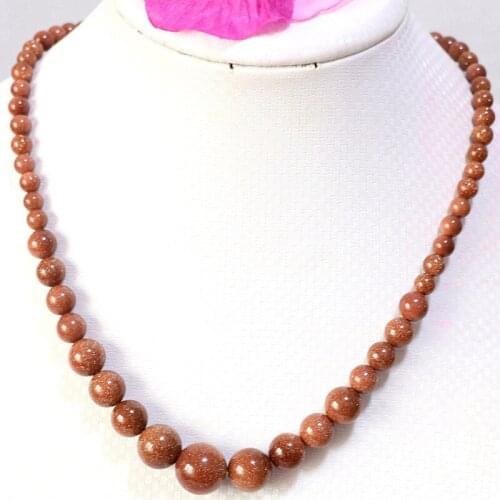 6-14mm natural stone gold sandstone round beads high grade women weddings party gifts diy chain chokers necklace 18inch B614