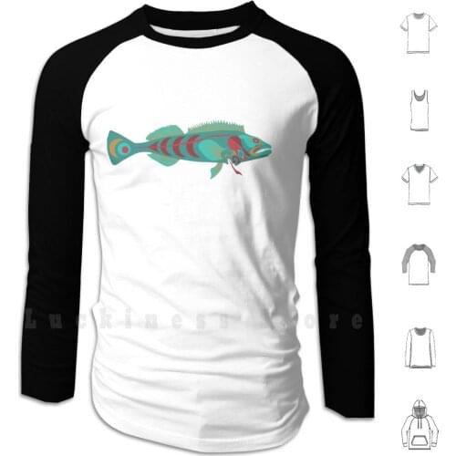 A ? Yet Hoodies Long Sleeve Lingcod Ling Fish Ophiodon Elongatus Coast Salish Coast Salish Art Mark Gauti