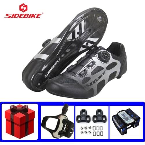 SIDEBIKE Carbon Fiber Road Cycling Shoes Self-locking Breathable Bicicleta Triatlon Unisex Sapatilha Ciclismo Bicycle Sneakers