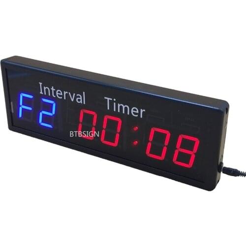 BTBSIGN LED Programmable Interval Wall Timers with Wireless Remote and Sticker Tabata EMOM Stopwatch 34x12cm Metal Housing