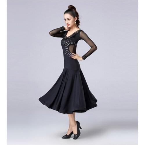 Black Ballroom Dress For Women Waltz Modern Waltz Tango Smooth Ballroom Dance Dress Standard Ballroom Dress