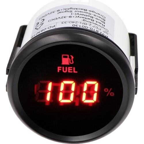 52mm Digital Fuel Level Gauge Meter For Boat RV Car Motorcycle 0-190ohm 240-33ohm Signal 12V/24V