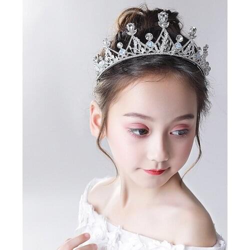 Childrens Crown Headdress Princess Girls Crown Crystal Headband Girls Wedding Hairpin Catwalk Birthday Hair Accessories