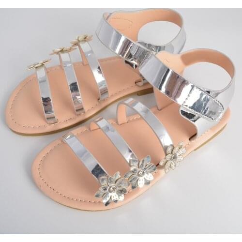 Toddler Girls Sparkle Sandals Flowers Kids Birthday Party Shoes Gold Baby Girl Summer Sandals for Wedding Beach Boho Flats Shoes