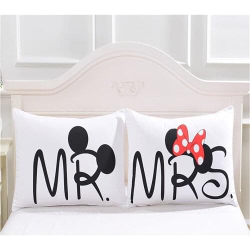 Disney Mickey Mouse Minnie soft Pillowcases Home Textile White Couple Pillow Cover Decorative Pillows Case Living Room gift