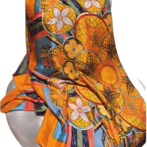 2020 double sided pure cotton single layer pattern printing 16mm high quality thick twill hand roll scarf checkered cotton scarf