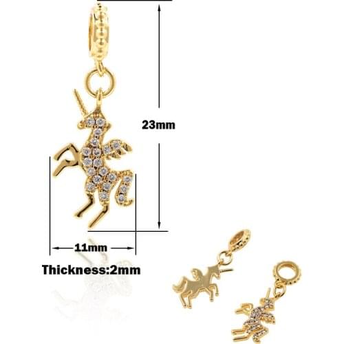 Unicorn Pendant Brass Zircon Myth Jewelry Girl Fashion Bracelet Necklace Gift DIY Bracelet Earring Accessories