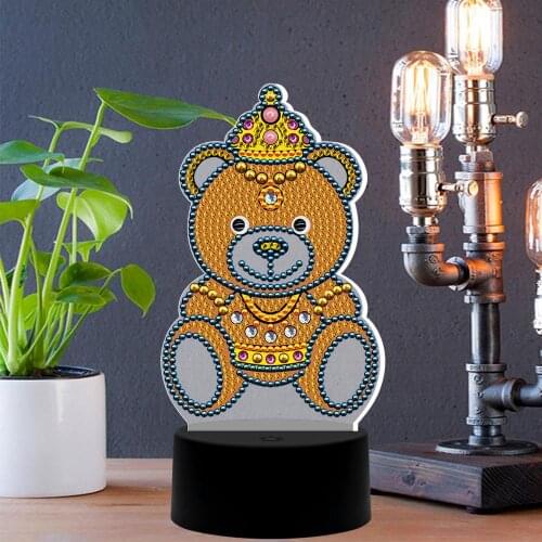 New 7 Colors Available Lamp Led 5D Diamond Painting Cartoon Bear Light Diamond Embroidery Cross Stitch Rhinestone Mosaic Decor