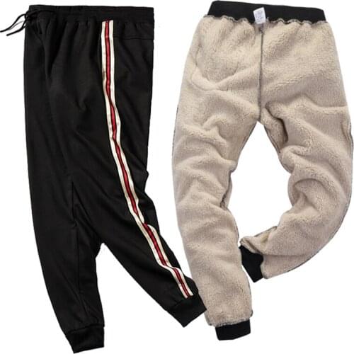Cotton Velvet Sweatpants Mens Streetwear Pants Flecce Warm Fashion Pencil Pants Male Winter Drawstring Trousers Casual Pants