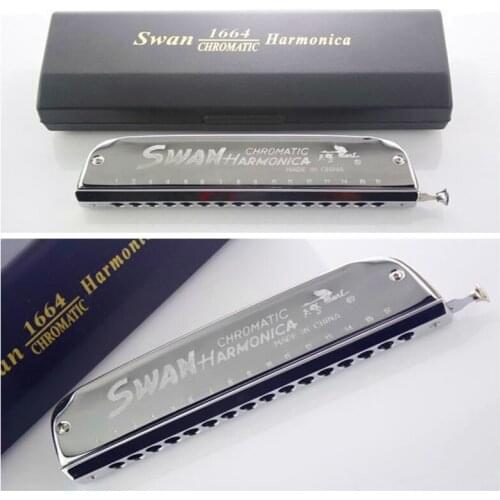 Chromatic Harmonica C Key Swan Boat Shape MondHarmonica 16 Hole 64 Armonica Cromatica Musical Instruments Harp