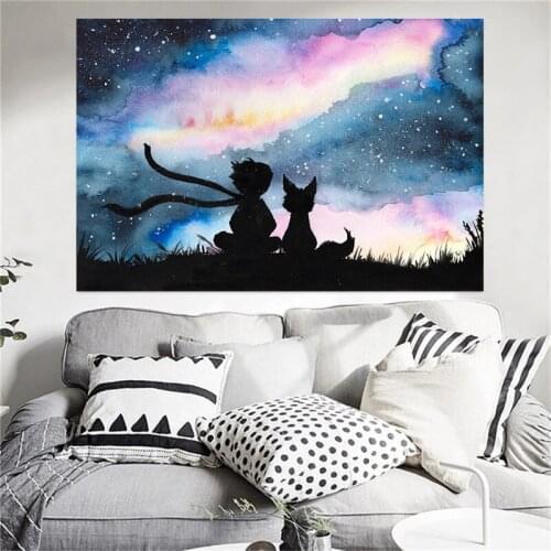 Canvas Painting Poster and Prints The Little Prince Rose Fox Friendship Wall Art Picture for Living Room Home Decoration Cuadros