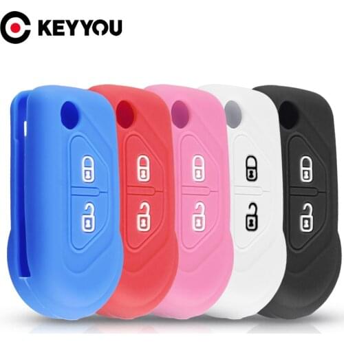 KEYYOU Key Rings For Citroen DS3 2009-2016 Protector Cover Holder Skin Car Accessories 2 Buttons Silicone Car Key Case Cover