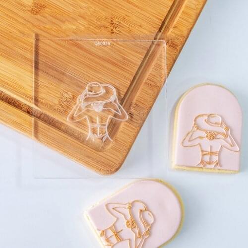 Summer Girl Embossed Mold Cake Cookie Fondant Stamp Acrylic Mold Wedding Cake Mold Party Cake Embosser Stamp Decoration Tools