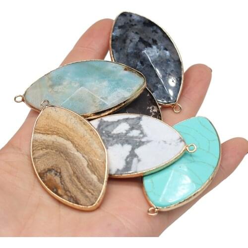 Fashion Natural Gem Stone Charms Faceted Amazonite Labradorite Pendant for Jewelry Making DIY Necklace Accessories Size 30x50mm
