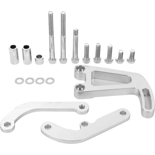 Vacuum Pump Power Steering Pump Mounting Bracket Fit for Chevy LWP 265 283 305 327 350 383 400 Engine Silver