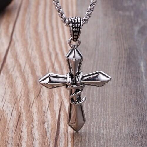Cruz Sword Pendant Necklaces For Men Stainless Steel Punk Style Personalise Charm Jewelry