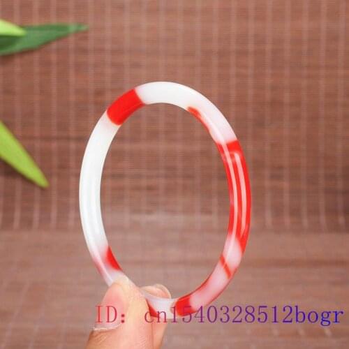 Jade Bangle Bracelet Carved Fashion Red White Natural Jadeite Chinese Charm Gifts Jewelry Amulet