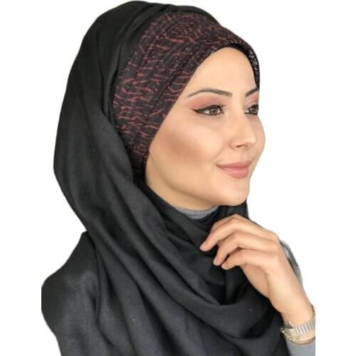 New Fashion Hijab 2021 Women Muslim Chiffon Hijab Islamic Turban Womens Hat Black Tile Striped Gathered Ready To Wear Shawl