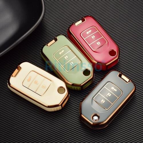 New Electroplate Soft TPU for Honda Civic CR-V HR-V Accord Jade Crider Odyssey 2015- 2018 Remote Protector Car Accessories