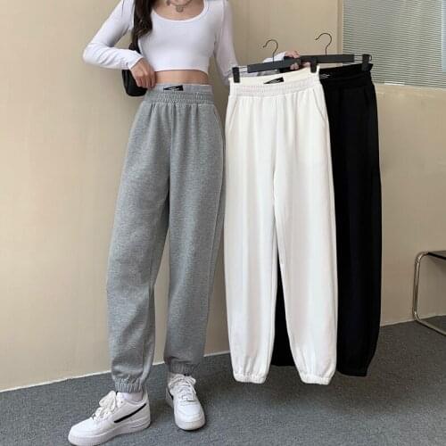 Solid Simple Autumn Sweatpants Women Unisex Gray Harem Pants Men Female Pants Casual Korean Style Loose Baggy Jogger Trousers