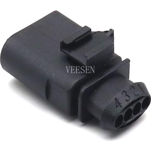 5Set/10set 4P Flat Male Waterproof Connector 0.5-0.8mm2 1.5 Series Automotive Water Temperature ABS Sensor Plug for VW Car Black